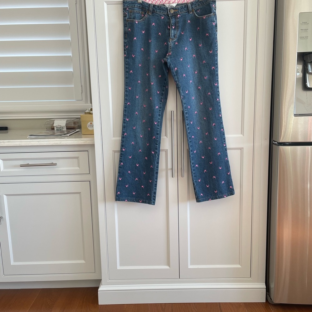 Lilly Pulitzer vintage embroidered jeans with pink mini whales size 10
